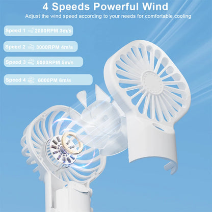 White portable mist fan with adjustable vent and 4-speed airflow design