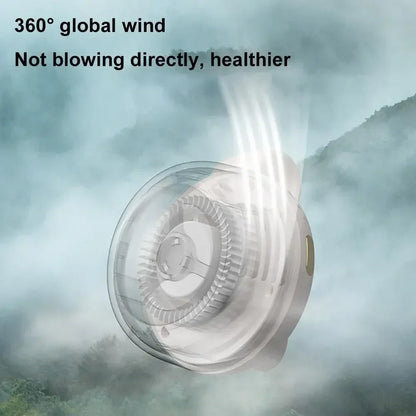 White bladeless fan with circular intake and airflow directed outward